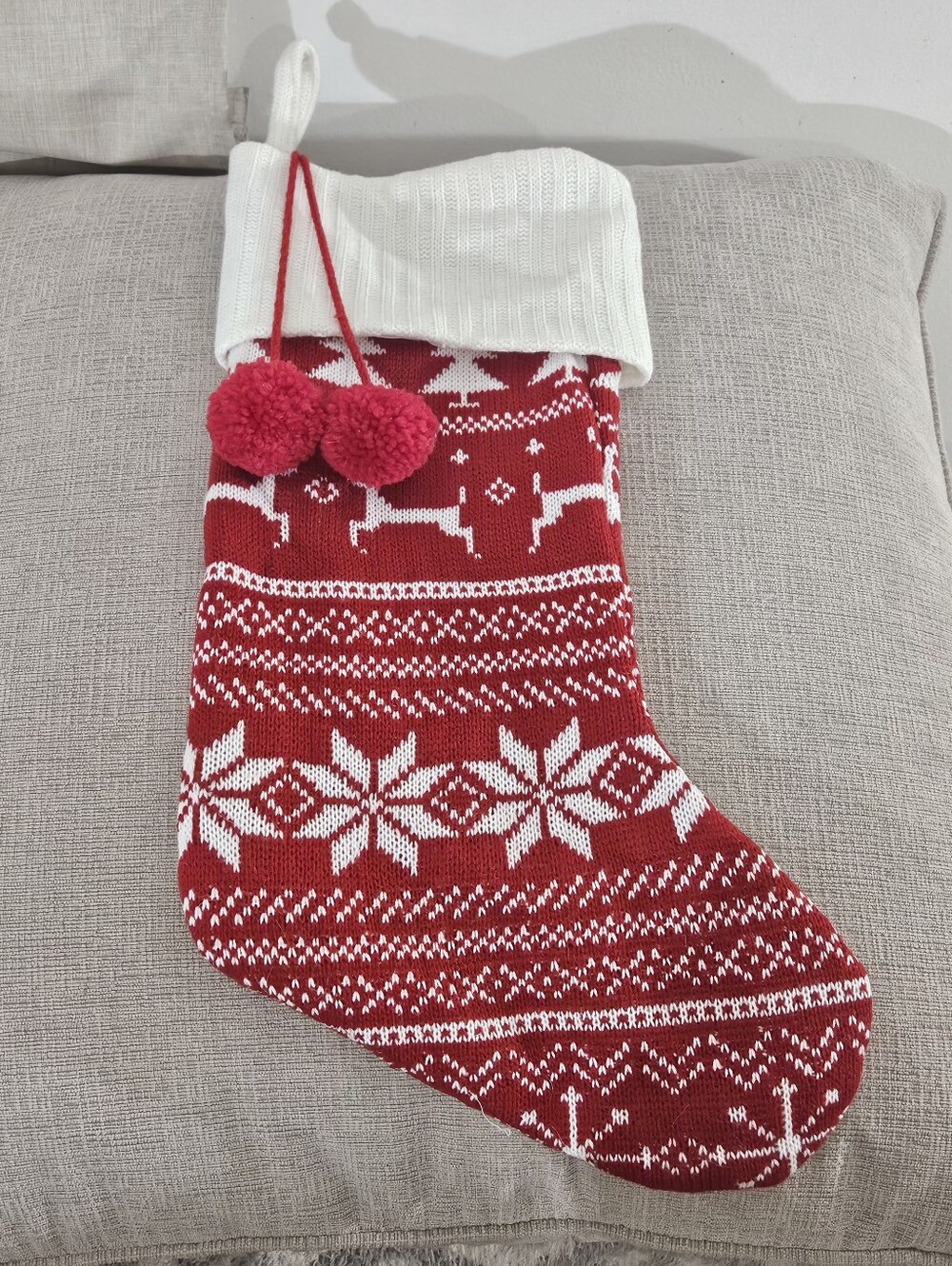 Large Nordic Fair Isle Knit Stocking